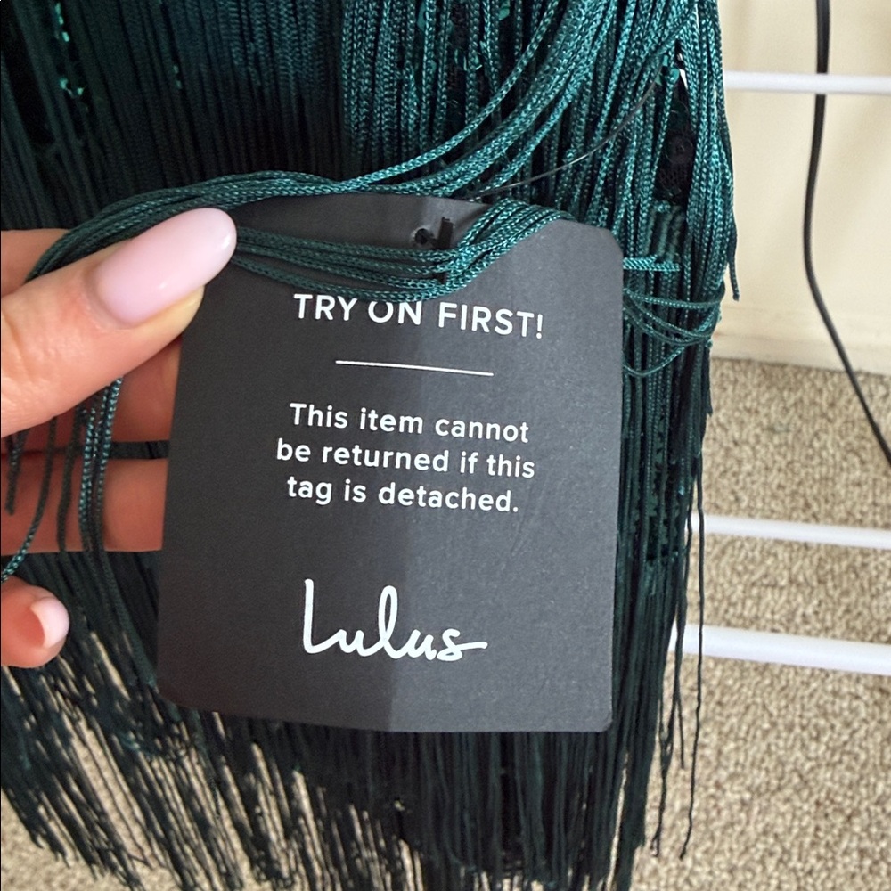 Lulu's Teal Fringe Dress - Picture 5 of 5